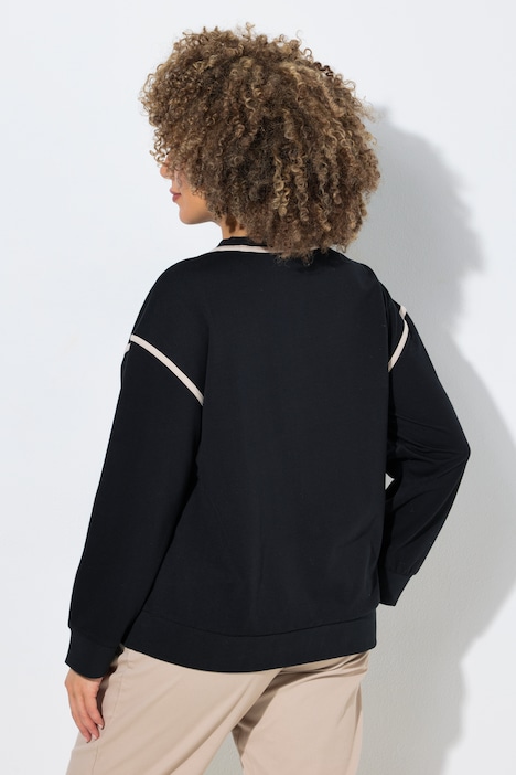 Trui, decoratieve strepen, klassieke stijl, ronde hals, lange mouw