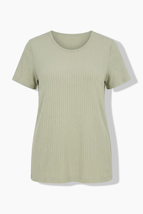 T-skjorte, ribbestrikket jersey, klassisk, rund hals, korte ermer