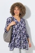 Bluse, Blüten, Godetfalten, A-Linie, V-Ausschnitt, 3/4-Arm
