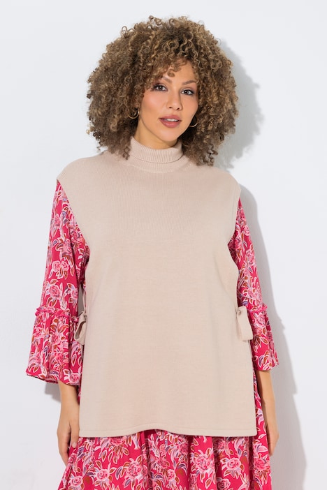 Pullunder, seitliche Bänder, Stehkragen, ärmellos