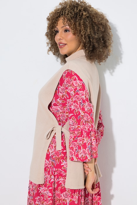 Pullunder, seitliche Bänder, Stehkragen, ärmellos