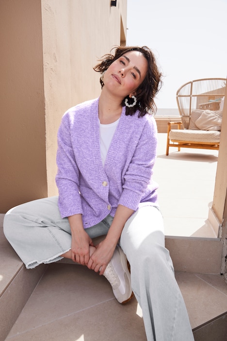 Cardigan crop, misto lana, maniche lunghe
