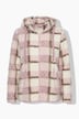 Veste longue en polaire bouclée, motif à carreaux, capuche et manches longues