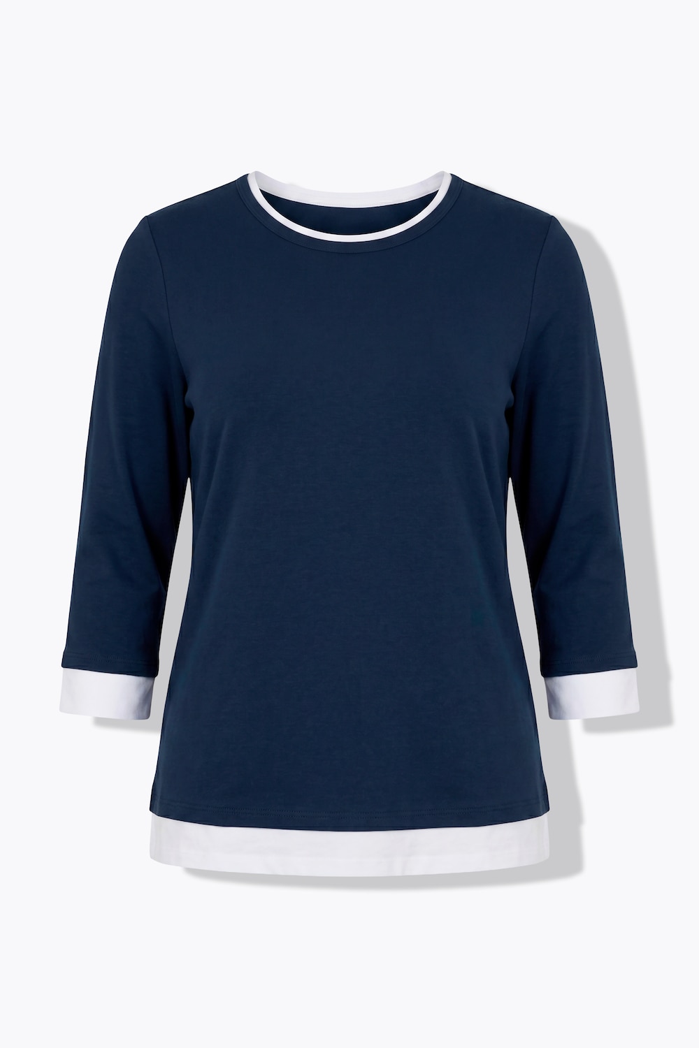 Shirt, Schmuckkanten, Rundhals, 3/4-Arm, Biobaumwolle