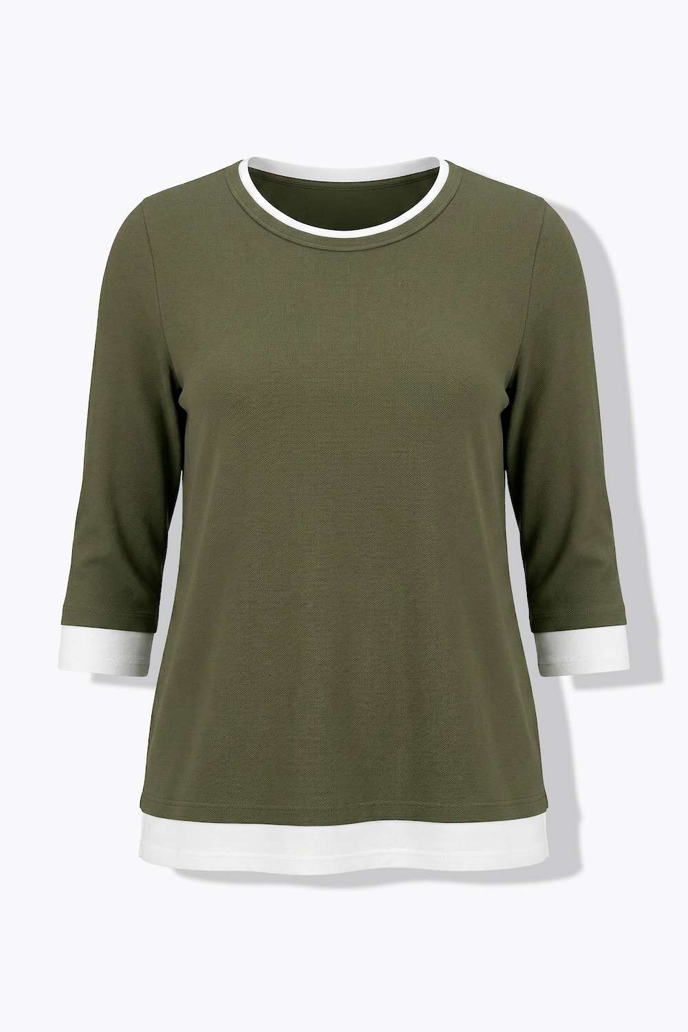 Shirt, Schmuckkanten, Rundhals, 3/4-Arm, Biobaumwolle