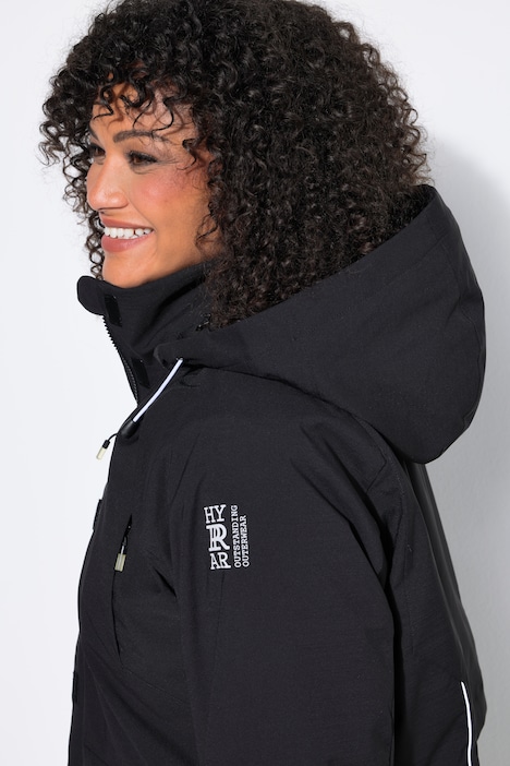 Long-Funktionsjacke, wasserdicht, Kapuze, Windfang