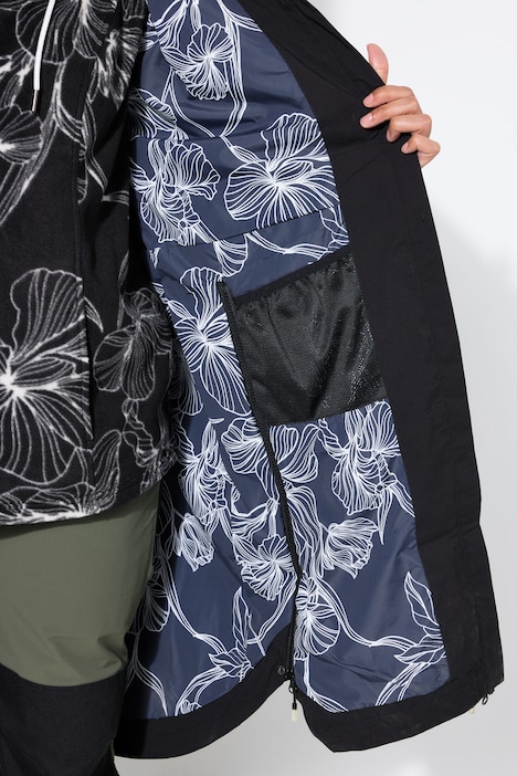 Long-Funktionsjacke, wasserdicht, Kapuze, Windfang