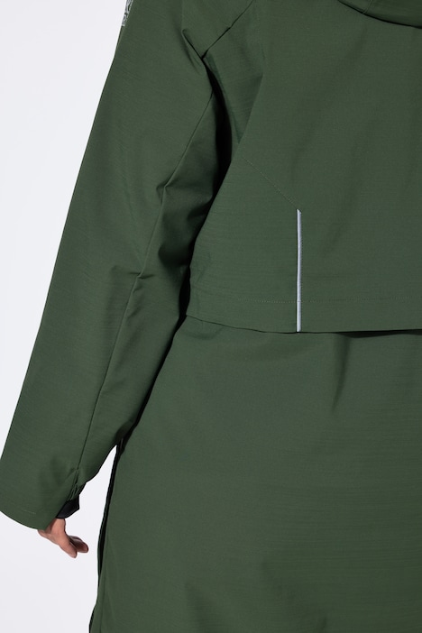 Long-Funktionsjacke, wasserdicht, Kapuze, Windfang