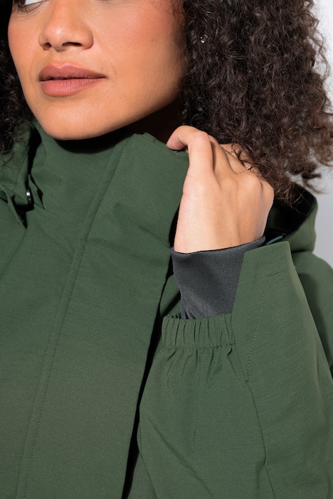 Long-Funktionsjacke, wasserdicht, Kapuze, Windfang