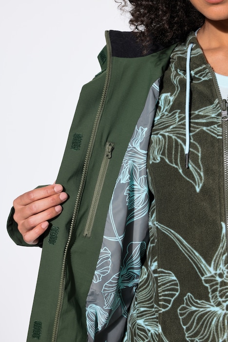 Long-Funktionsjacke, wasserdicht, Kapuze, Windfang