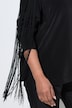 Cupro-blouse, franjes op de schouders, opstaande kraag, lange mouwen