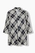 Satinbluse, Karo, A-Linie, Kelchkragen, 3/4-Arm