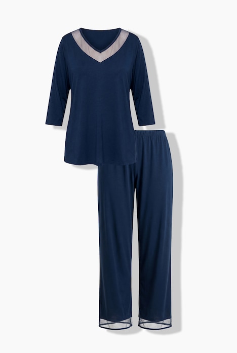 Pyjama, Mesh, V-Ausschnitt, 3/4-Arm