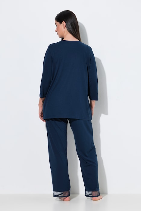 Pyjama, Mesh, V-Ausschnitt, 3/4-Arm