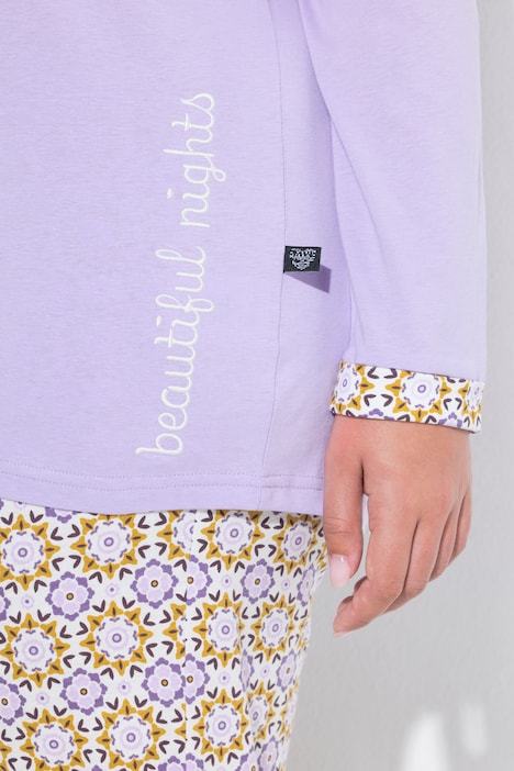 Pyjama, Muster, Tunika-Ausschnitt, Langarm