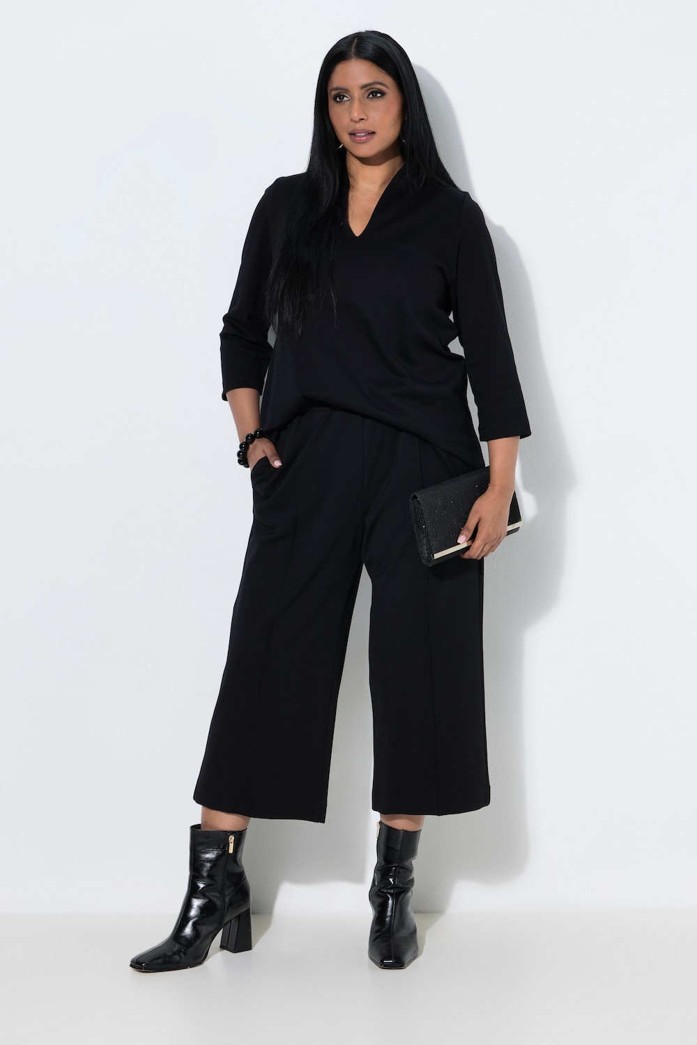 Punto-Culotte, weites, gerades Bein, Elastikbund