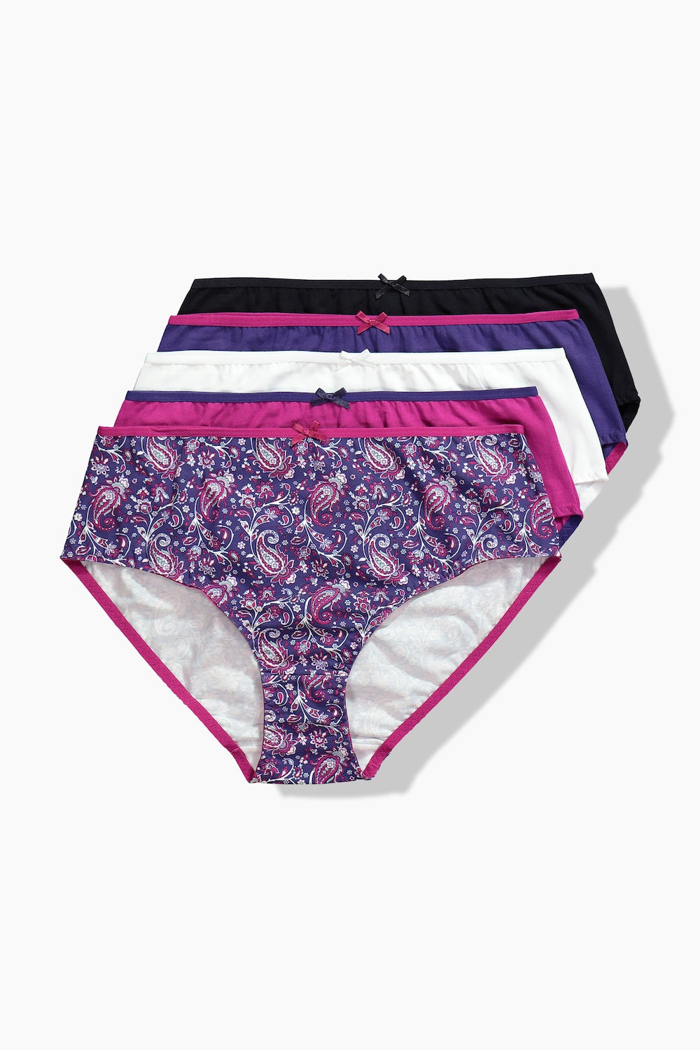 Midi-Slips, 5er-Pack, Paisley/einfarbig