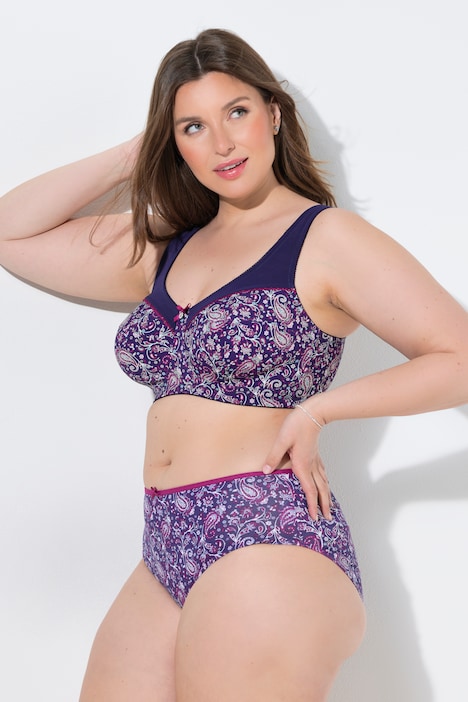 Midi-Slips, 5er-Pack, Paisley/einfarbig