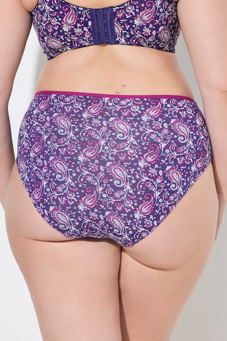 Midi-Slips, 5er-Pack, Paisley/einfarbig