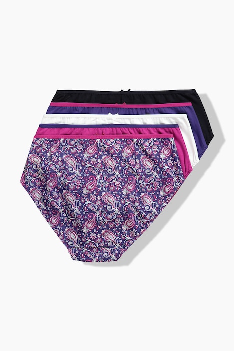 Midi-Slips, 5er-Pack, Paisley/einfarbig