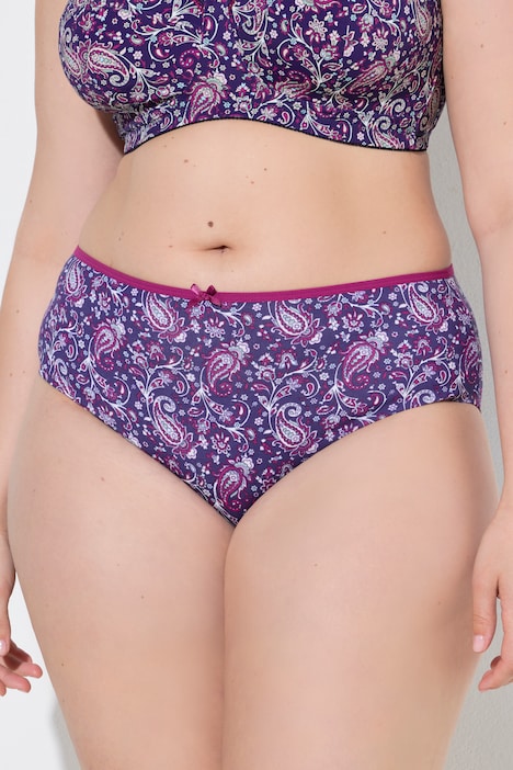 Midi-Slips, 5er-Pack, Paisley/einfarbig