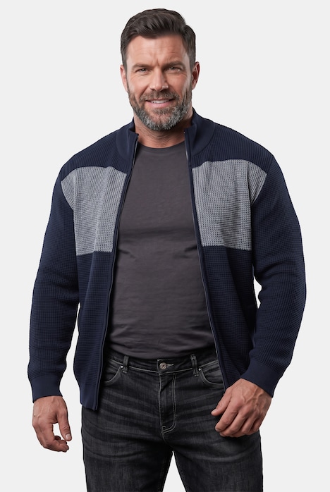 Men+ Strickjacke, Stehkragen, Zipper, Taschen, bis 8 XL