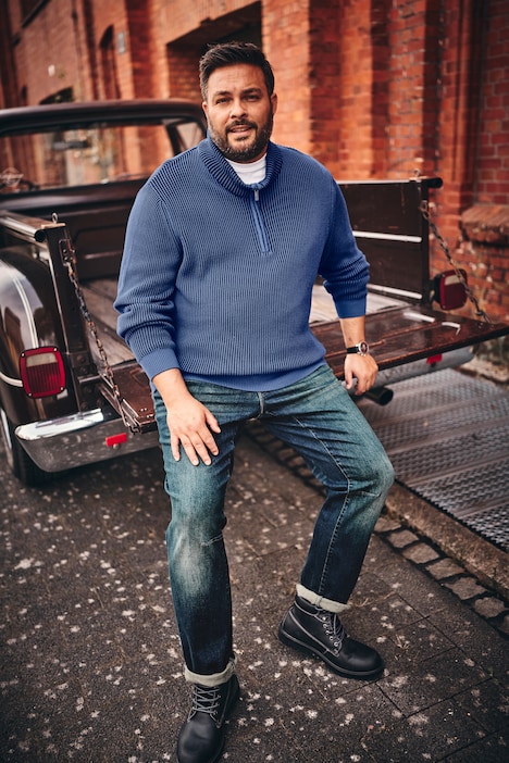 Men+ Troyer, Feinstrick, Stehkragen mit Zipper, bis 8 XL