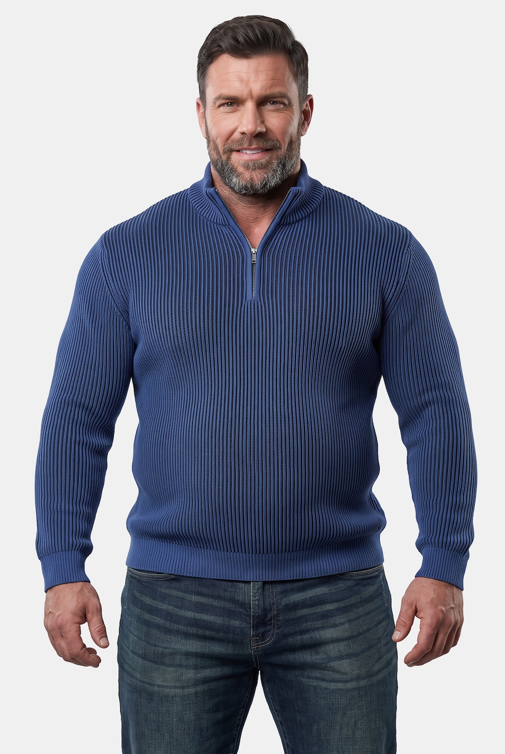 Men+ Troyer, Feinstrick, Stehkragen mit Zipper, bis 8 XL