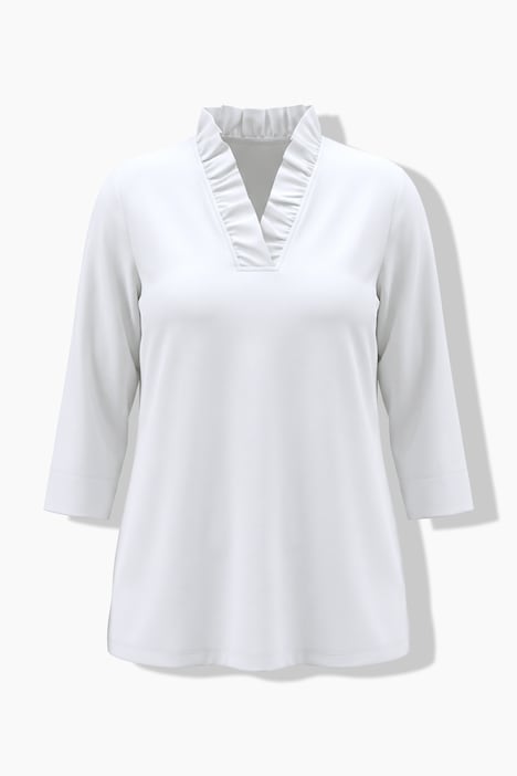 Shirt, Rüsche, Classic, V-Ausschnitt, 3/4-Arm