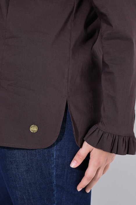 Overhemdblouse, ruches, overhemdkraag, lange mouwen