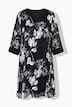 Ausbrenner-Kleid, Seidenmix, V-Ausschnitt, 3/4-Arm