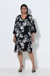 Ausbrenner-Kleid, Seidenmix, V-Ausschnitt, 3/4-Arm