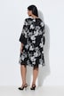 Ausbrenner-Kleid, Seidenmix, V-Ausschnitt, 3/4-Arm