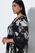 Ausbrenner-Kleid, Seidenmix, V-Ausschnitt, 3/4-Arm