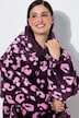 Loungewear-Poncho, Plüsch, Leomuster, Kapuze