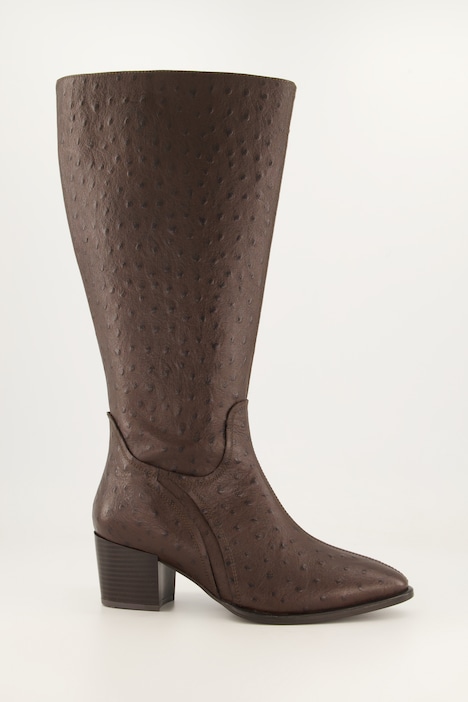 Lederstiefel, XXL-Schaft, Wechselfußbett, Weite H