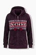 Homewear-Jacke, Plüsch, Norwegermuster, Kapuze