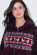 Homewear-Jacke, Plüsch, Norwegermuster, Kapuze