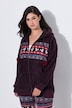 Homewear-Jacke, Plüsch, Norwegermuster, Kapuze