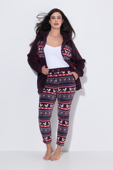Homewear-Hose, Plüsch, Norwegermuster, Elastikbund