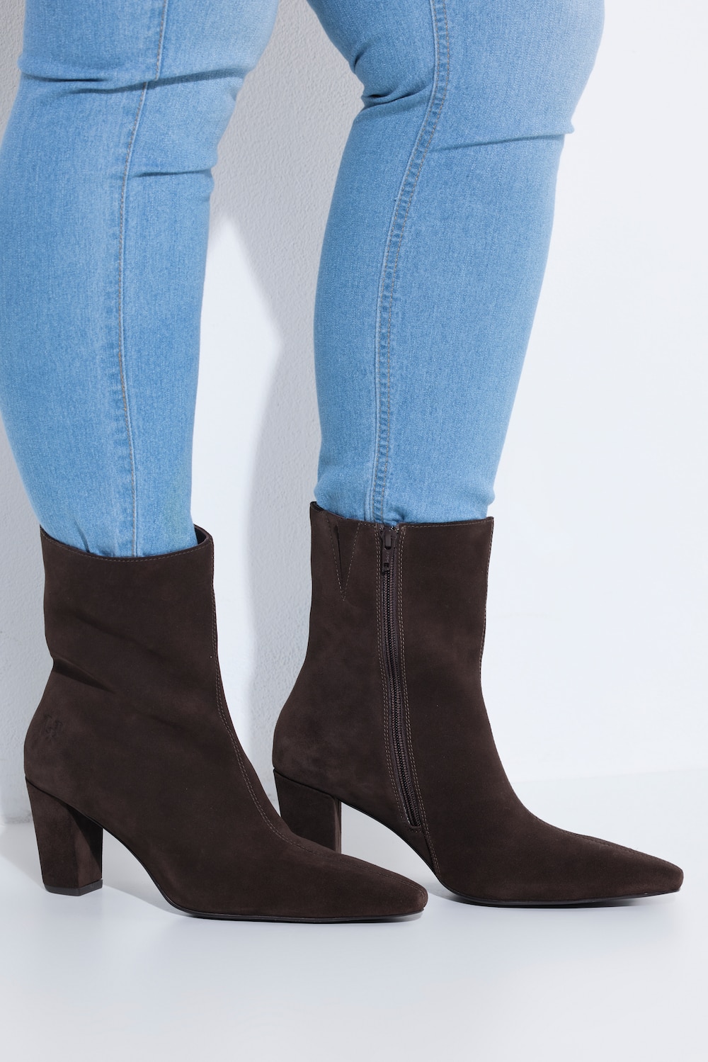 Leder-Stiefeletten, Veloursleder, Wechselfussbett, Weite H