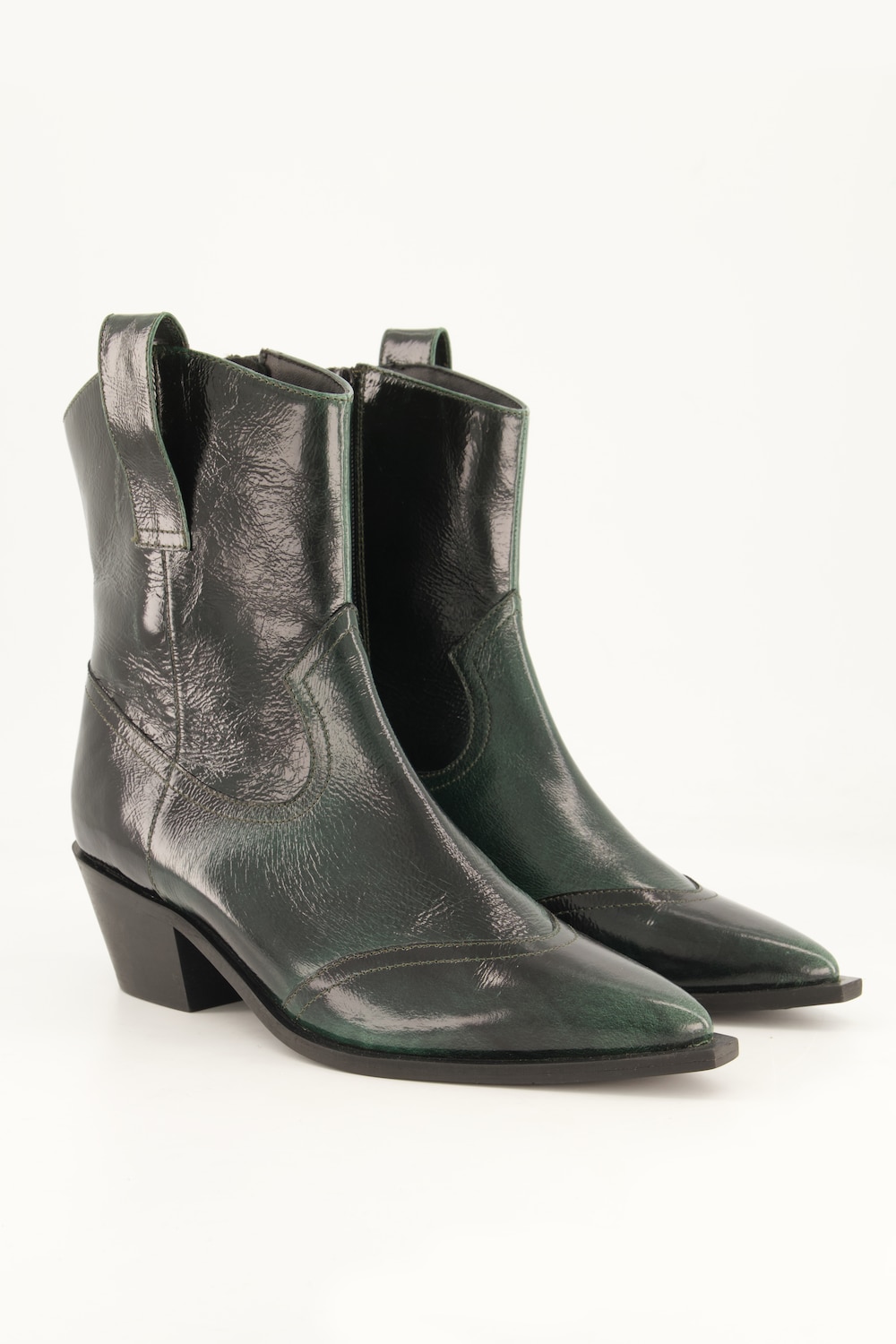Leder-Stiefeletten, Cowboy-Look, Wechselfussbett, Weite H