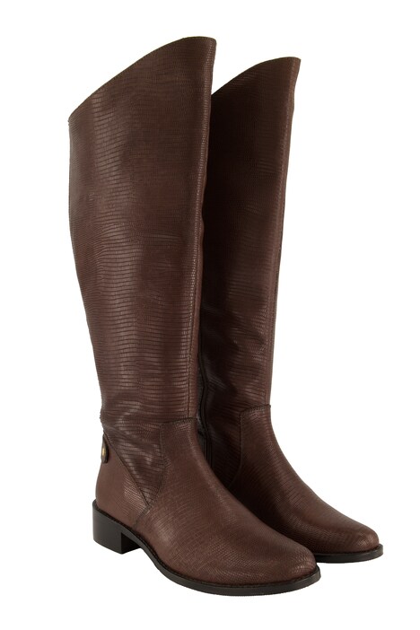 Leather boots, XXL shaft, removable footbed, width H