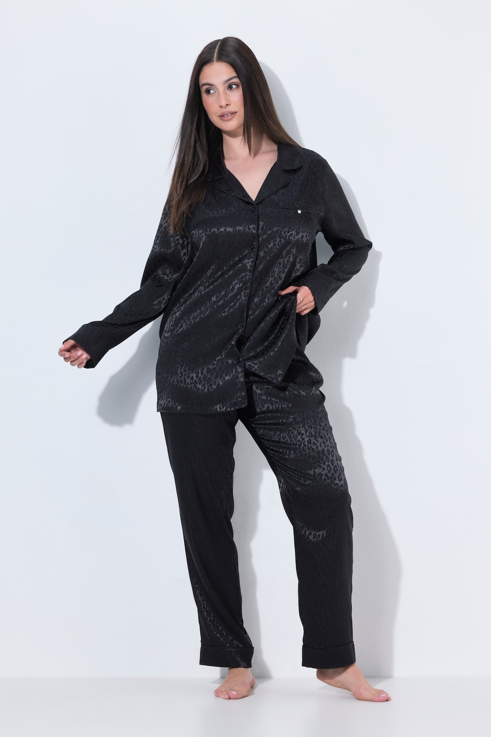 TruYou Pyjama, Leomuster, Reverskragen, Langarm
