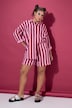 Musselin-Shorts, Wide Legs, Streifen, Elastikbund