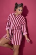 Musselin-Shorts, Wide Legs, Streifen, Elastikbund
