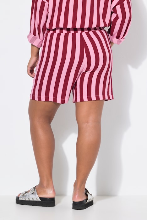 Musselin-Shorts, Wide Legs, Streifen, Elastikbund