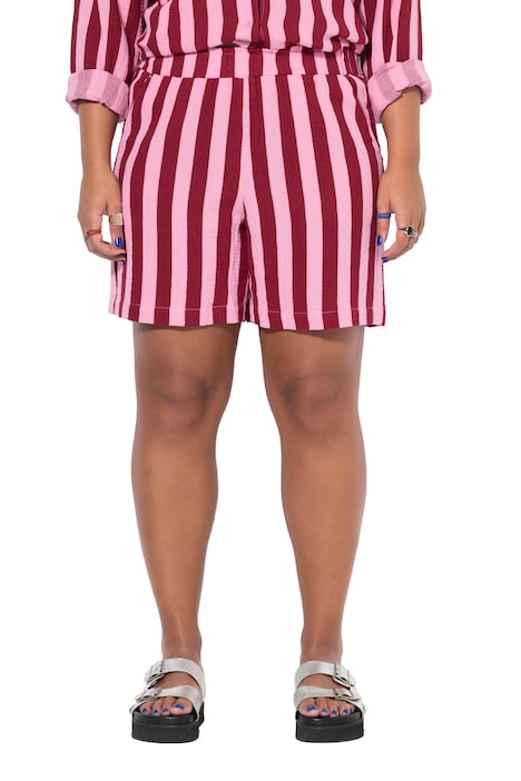 Musselin-Shorts, Wide Legs, Streifen, Elastikbund