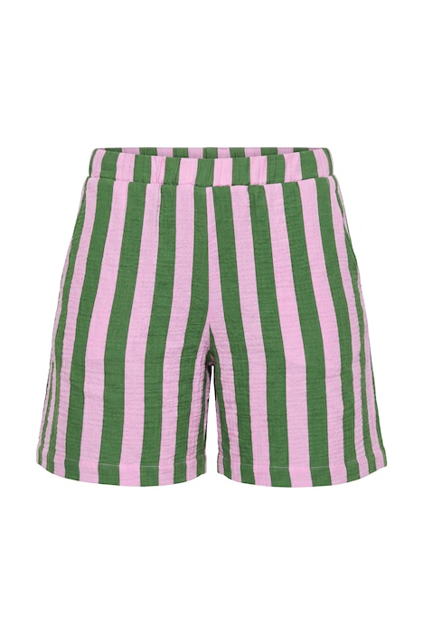 Musselin-Shorts, Wide Legs, Streifen, Elastikbund