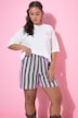 Musselin-Shorts, Wide Legs, Streifen, Elastikbund